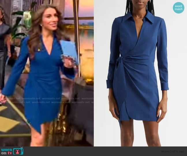 Cinq a Sept Hunter Side Ruched Long Sleeve Wrap Dress worn by Alyssa Farah Griffin on The View