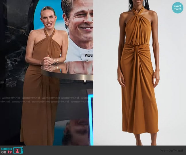 Cinq a Sept Kaily Halter Midi Dress worn by Keltie Knight on E! News