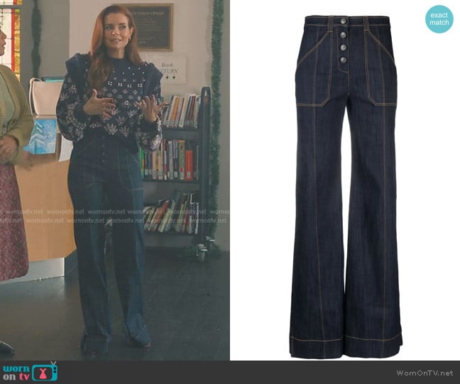 Cinq a Sept Long Benji Jeans worn by Maddie Townsend (JoAnna Garcia Swisher) on Sweet Magnolias