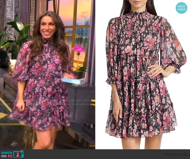 Cinq a Sept Olive Cosmo Flowers Minidress worn by Alyssa Farah Griffin on The View