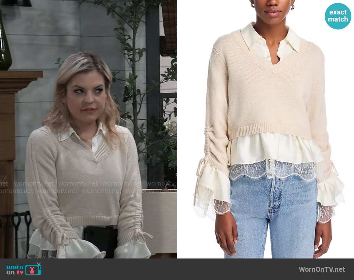 Cinq a Sept Milla Sweater worn by Maxie Jones (Kirsten Storms) on General Hospital