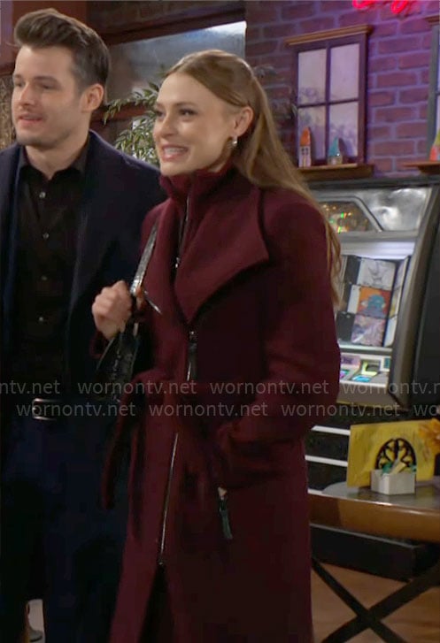 Claire's burgundy coat on The Young and the Restless