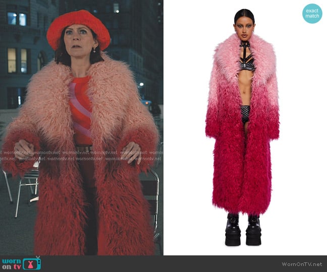 Elsbeth’s pink ombre fur coat on Elsbeth