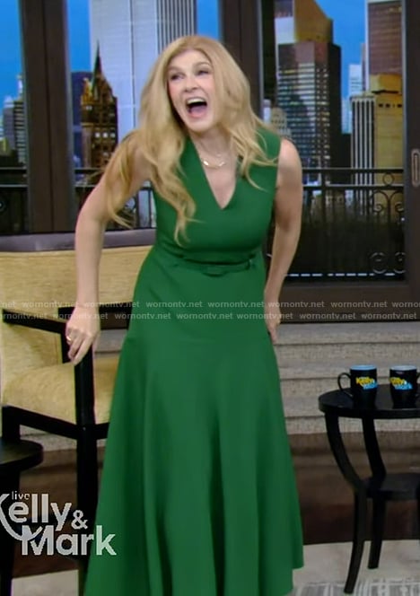 Connie Britton's green belted dress on Live with Kelly and Mark