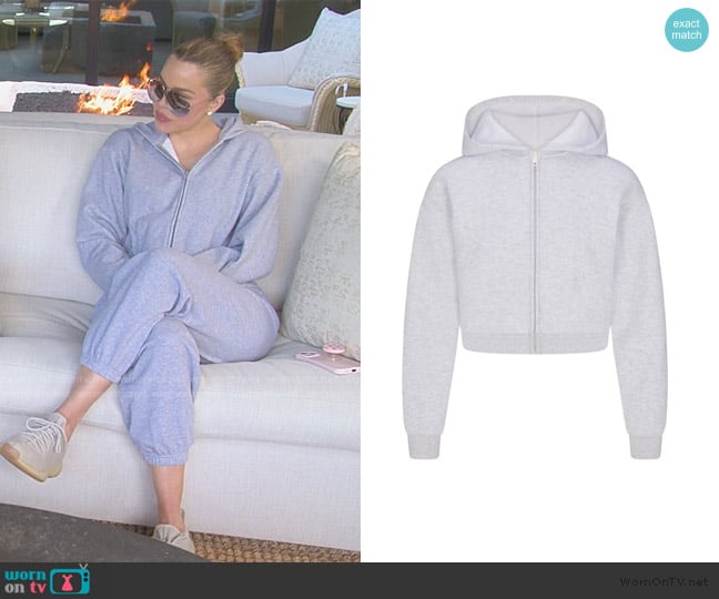 Skims Shrunken Zip Up Hoodie worn by Khloe Kardashian (Khloe Kardashian) on The Kardashians