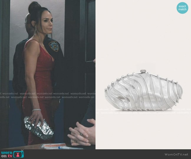 Cult Gaia Ezara Acrylic Clutch worn by Chloe (Jordana Brewster) on Elsbeth