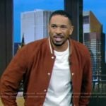 Damon Wayans Jr’s brown bomber jacket on Live with Kelly and Mark