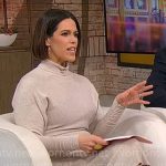 Dana Jacobson’s beige turtleneck sweater dress on CBS Mornings