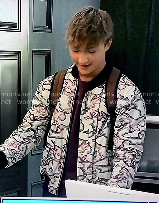 Danny’s white camo print bomber jacket on General Hospital