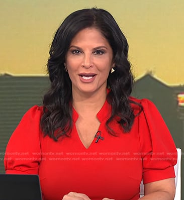 Darlene’s red puff short sleeve dress on Today