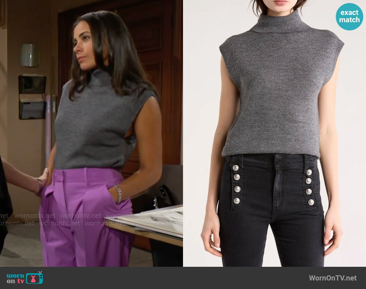 Derek Lam 10 Crosby Contro Sleeveless Turtleneck worn by Daphne Rose (Murielle Hilaire) on The Bold and the Beautiful