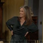 Diane’s dark green wrap top and pants set on The Young and the Restless