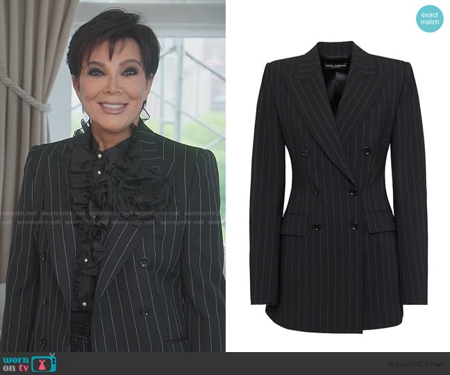 Kris’s black pinstripe blazer on The Kardashians