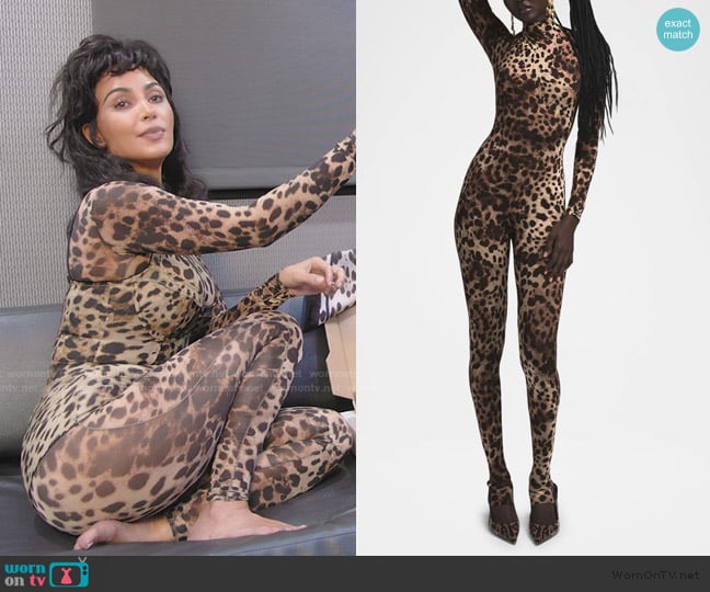 Dolce and Gabbana x Skims Milky Sheer Turtleneck Catsuit worn by Kim Kardashian (Kim Kardashian) on The Kardashians