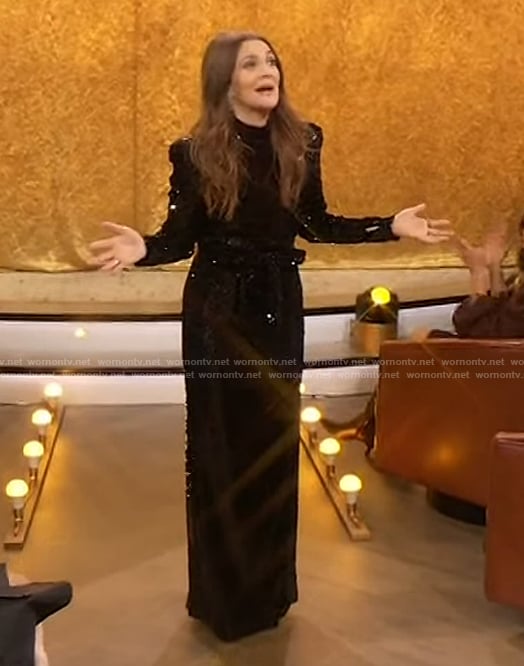 Drew's black sequin dress on The Drew Barrymore Show