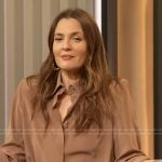 Drew’s brown silk blouse on The Drew Barrymore Show