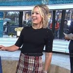 Dylan’s black button sleeve top and plaid skirt on Today