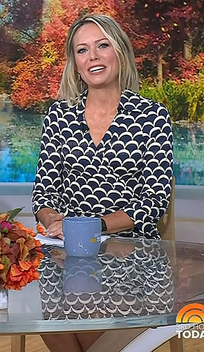 Dylan’s blue scalloped print wrap dress on Today
