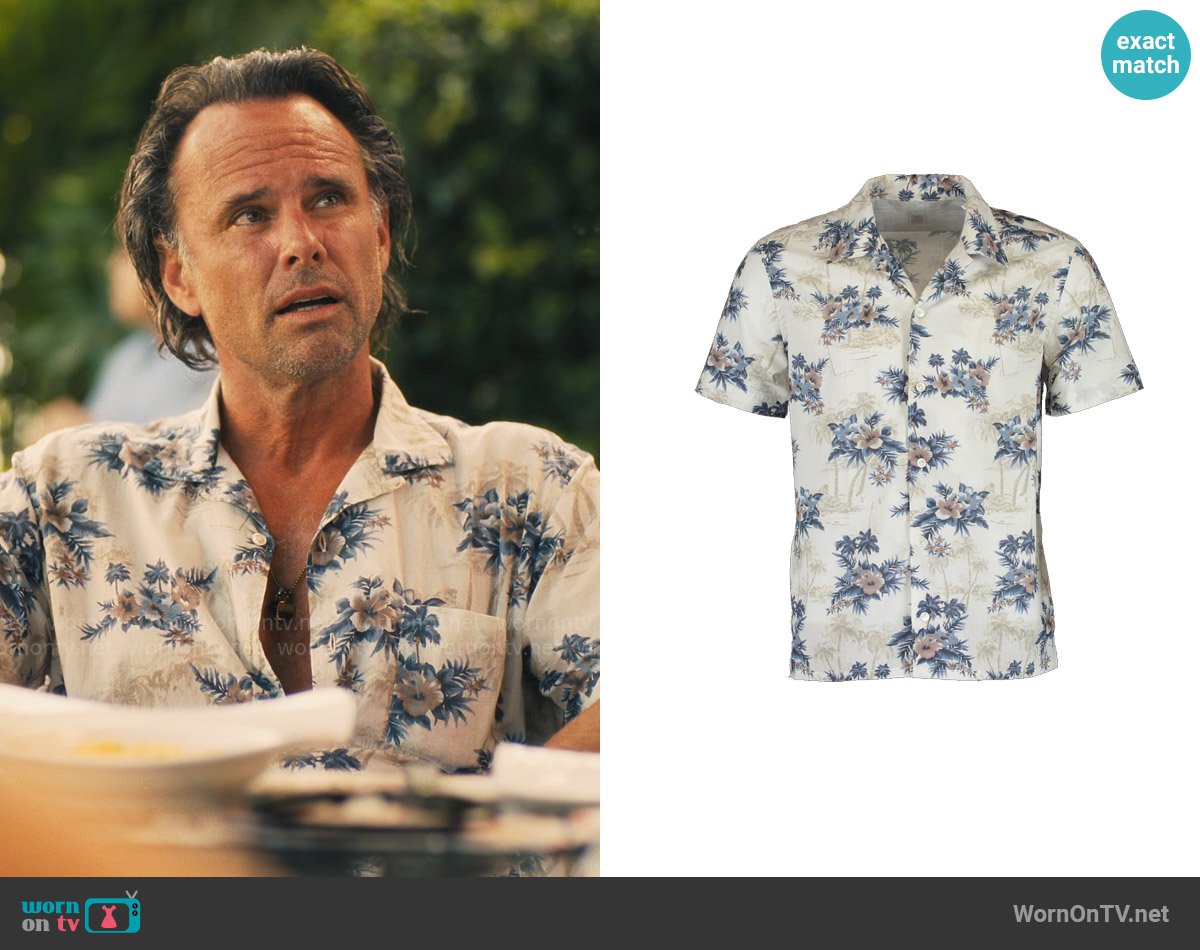 Eleventy Floral Bowling Shirt worn by Rick Hatchett (Walton Goggins) on The White Lotus