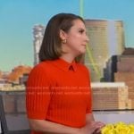 Elizabeth’s red knit collared sweater on Good Morning America