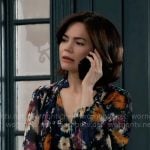 Elizabeth’s navy floral blouse on General Hospital