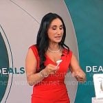 Elizabeth Werner’s red v-neck dress on CBS Mornings