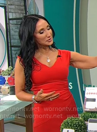 Elizabeth Werner's red v-neck dress on CBS Mornings