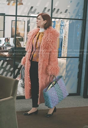 Elsbeth's pink fur coat on Elsbeth