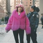 Elsbeth’s pink hooded fur jacket on Elsbeth