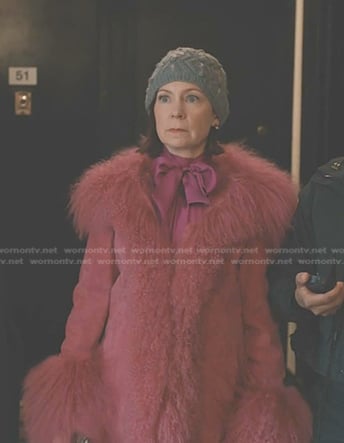 Elsbeth's pink fur trim coat on Elsbeth