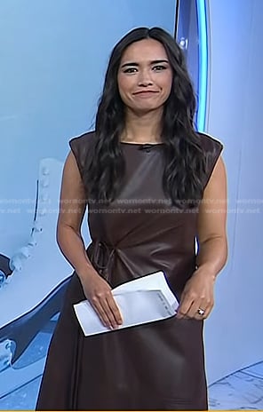 Emilie's brown leather tie waist dress on Today