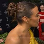 Emily Orozco’s yellow gathered one shoulder gown on Access Hollywood