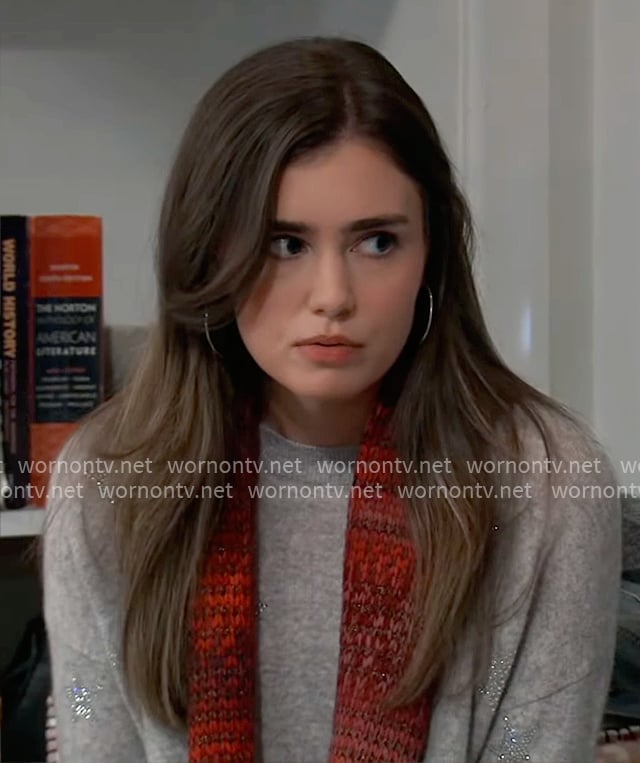 Emma's grey embellished star sweater on General Hospital