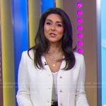 Erielle’s white v-neck tweed jacket on Good Morning America