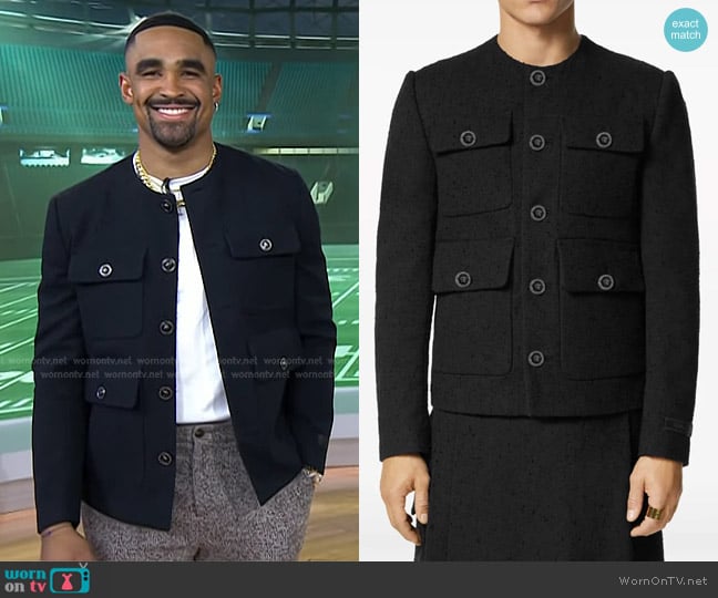 Versace Bouclé Tweed Jacket worn by Jalen Hurts on Today