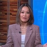 Eva’s brown plaid blazer and belted pants on Good Morning America