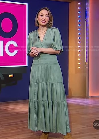 Eva's green smocked maxi dress on Good Morning America