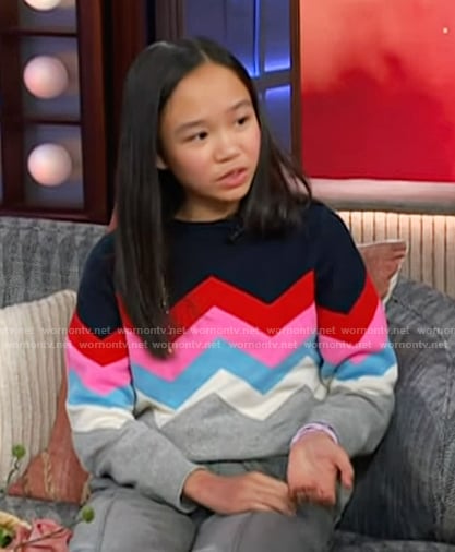 Evelyn's zig-zag knit sweater on The Kelly Clarkson Show