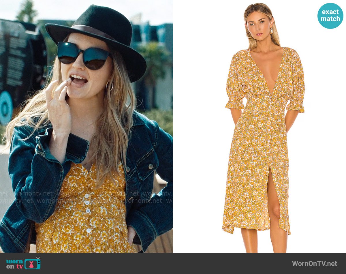 Faithfull the Brand Rafa Dress in Saffron Delphine Floral worn by Belle Gibson (Kaitlyn Dever) on Apple Cider Vinegar