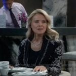 Felicia’s printed fringed collar sweater on General Hospital