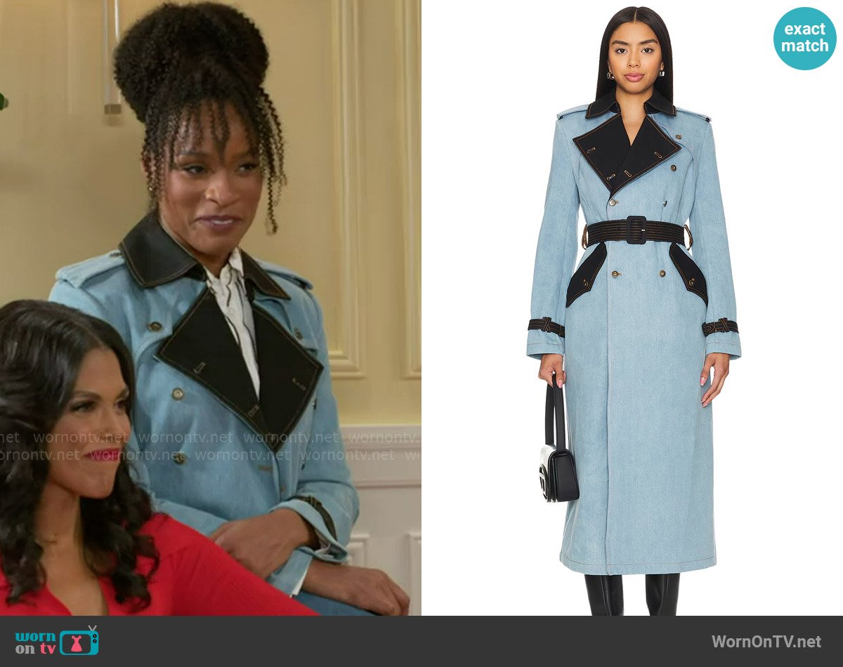 Fleur du Mal Denim Trench worn by Naomi Hamilton Hawthorne (Arielle Prepetit) on Beyond the Gates