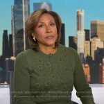 Robin’s green floral knit sweater on Good Morning America