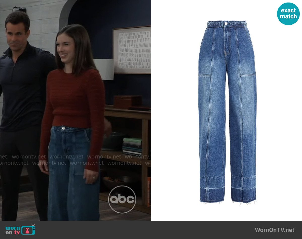 Frame Braided Waistband Jeans worn by Willow Tait (Katelyn MacMullen) on General Hospital