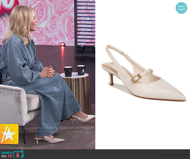 Franco Sarto Khloe Pointed Toe Slingback Pumps worn by Jennie Garth on Access Hollywood