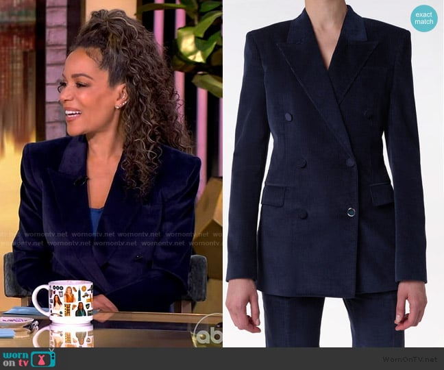 Gabriela Hearst Gavin Blazer in Dark Navy Sea Island Cotton Corduroy worn by Sunny Hostin on The View