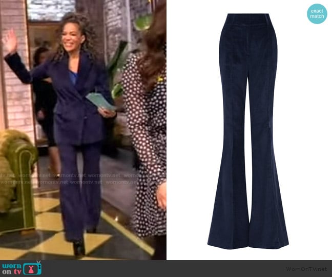 Gabriela Hearst Ianthe Flare Pant in Dark Navy Sea Island Cotton Corduroy worn by Sunny Hostin on The View