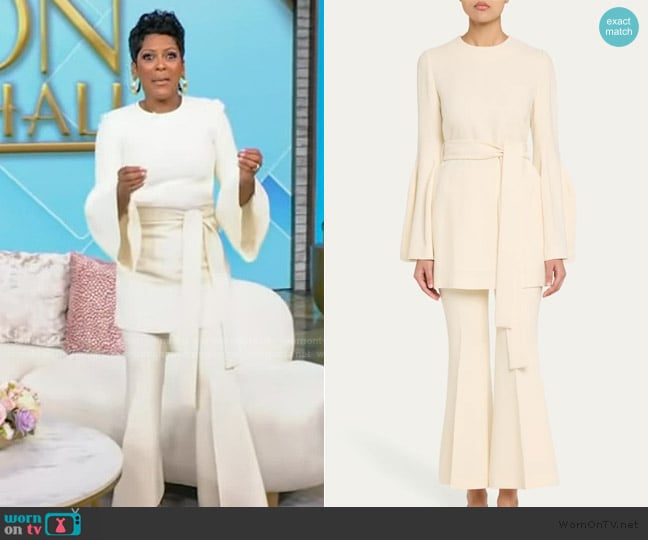 Gabriela Hearst Shandon Belted Wool Tunic worn by Tamron Hall on Tamron Hall Show