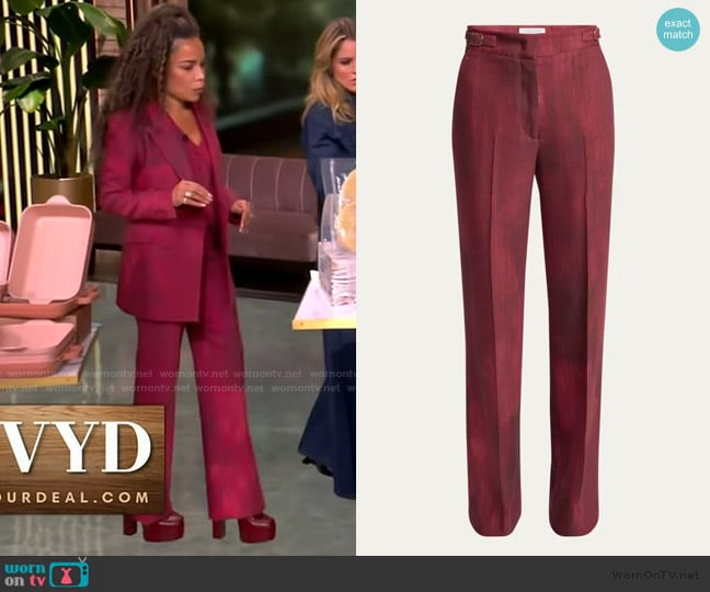 Gabriela Hearst Vesta Wide-Leg Wool Pants with Belted Detail worn by Sunny Hostin on The View