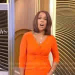 Gayle King’s orange twist front dress on CBS Mornings