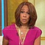 Gayle King’s pink v-neck corset sheath dress on CBS Mornings
